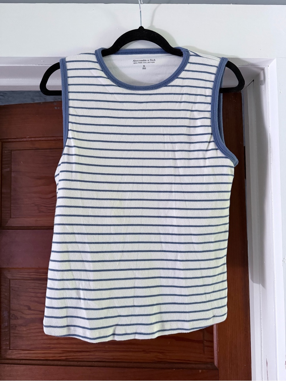 NWOT Abercrombie & Fitch White Tank with Blue Stripes